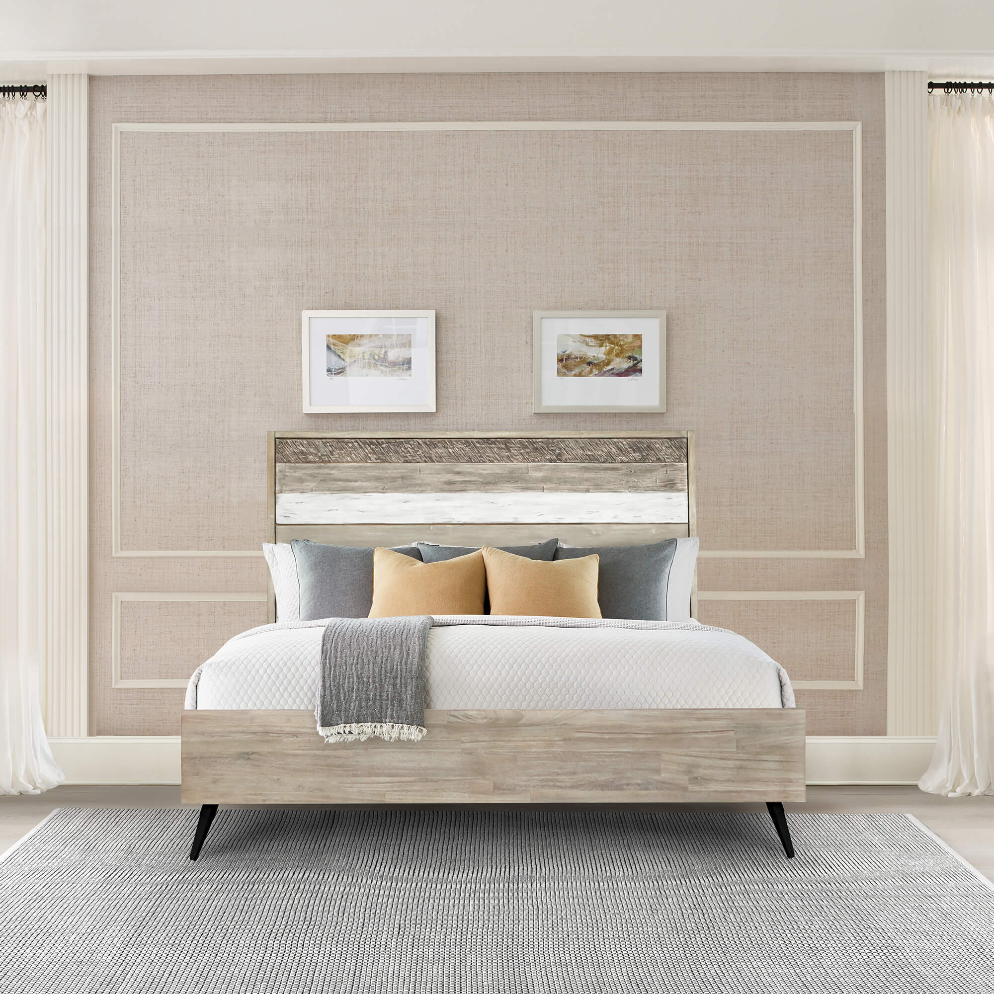 Bridges King Platform Bed in Two Tone Acacia Wood – Armen Living