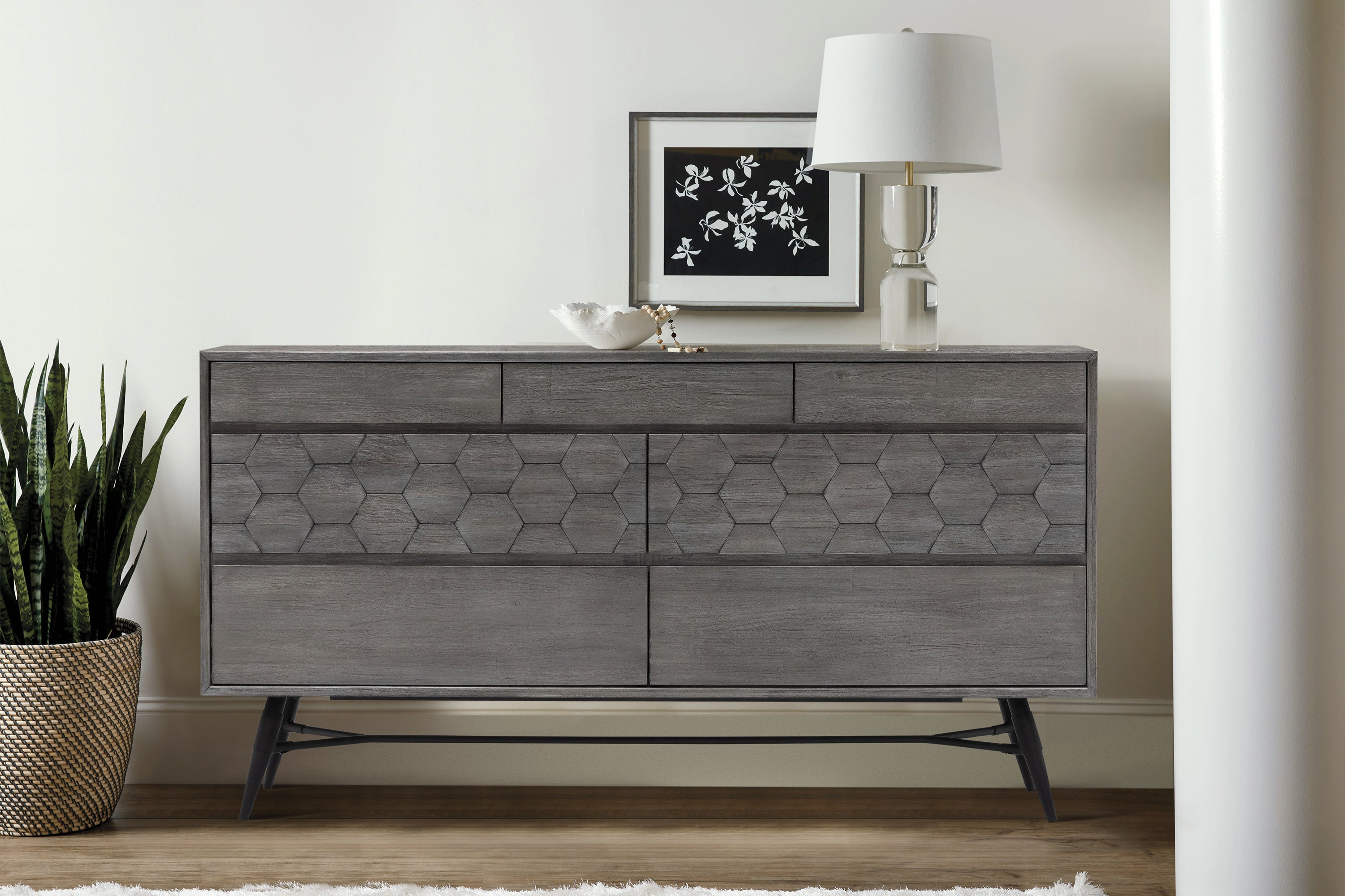 Makena 6 Drawer Dresser in Gray Acacia Wood – Armen Living