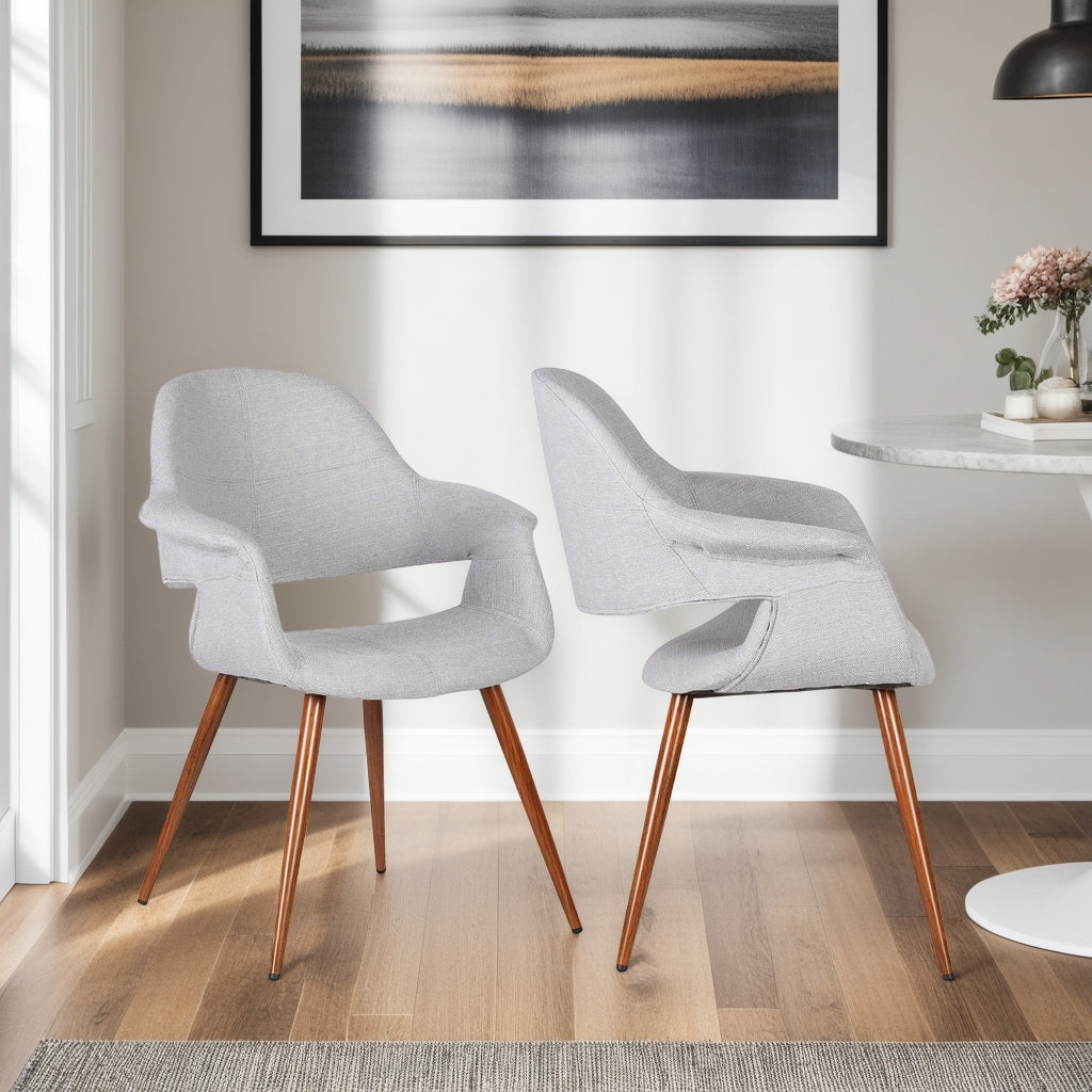 Phoebe Mid-Century Dining Chair in Walnut Finish and Gray Fabric