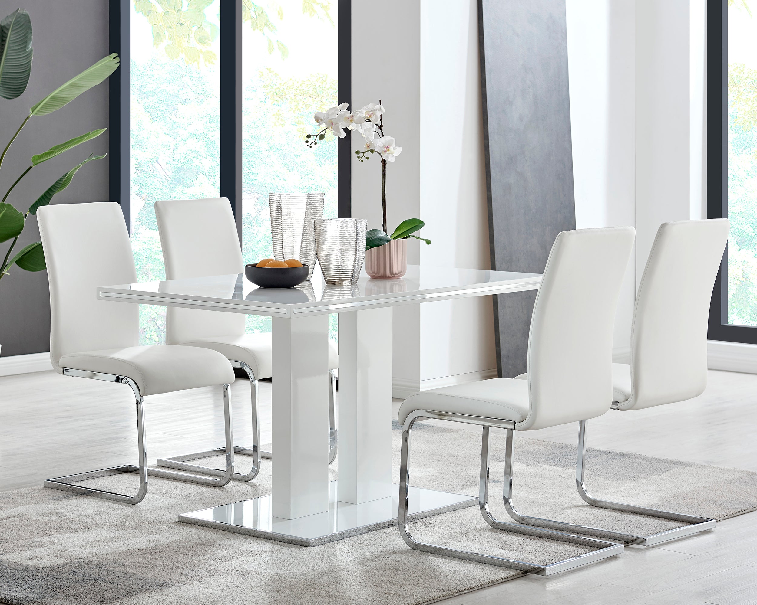 Amanda 5 Piece White Rectangular Dining Set – Armen Living