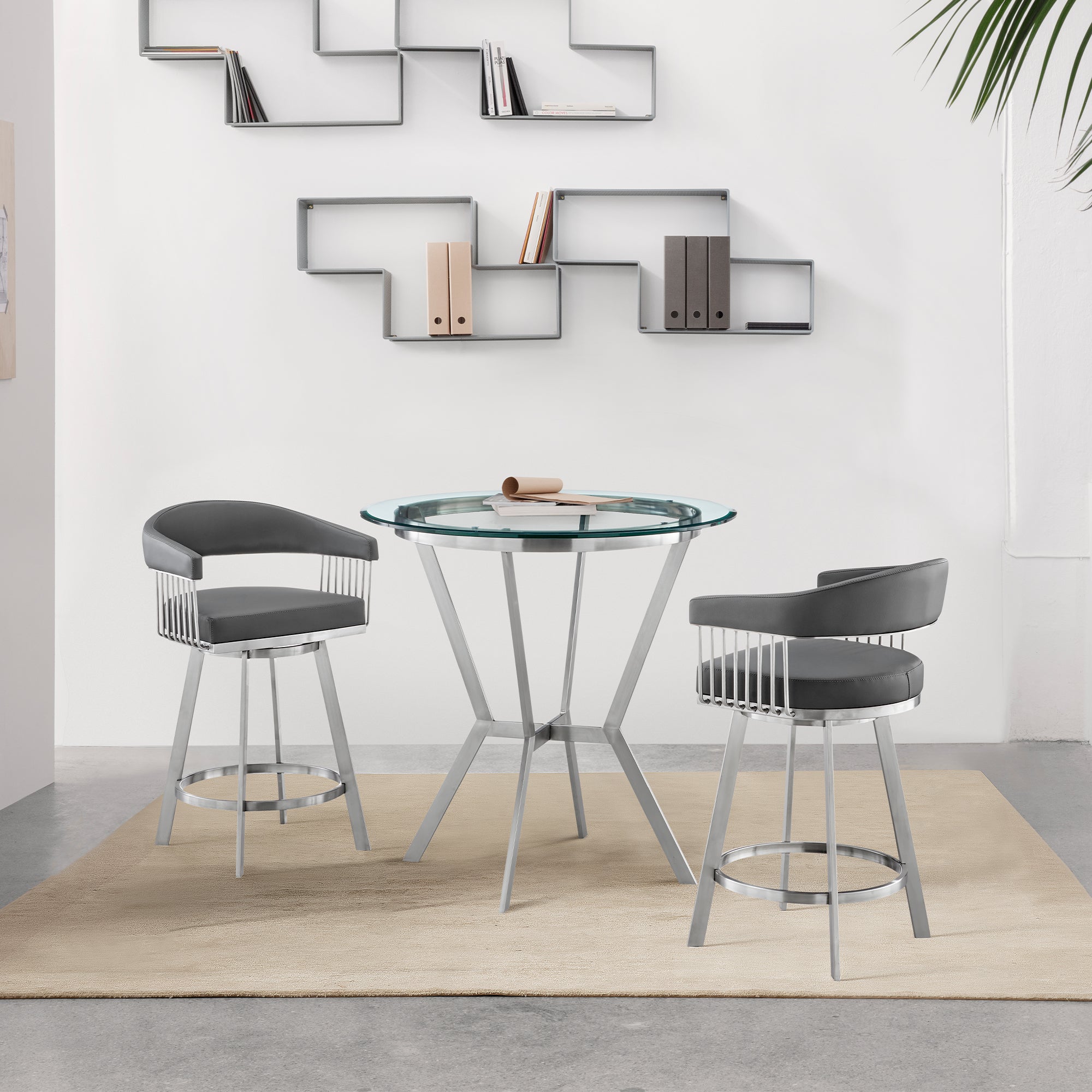 Naomi and Chelsea 3-Piece Counter Height Dining Set in Brushed