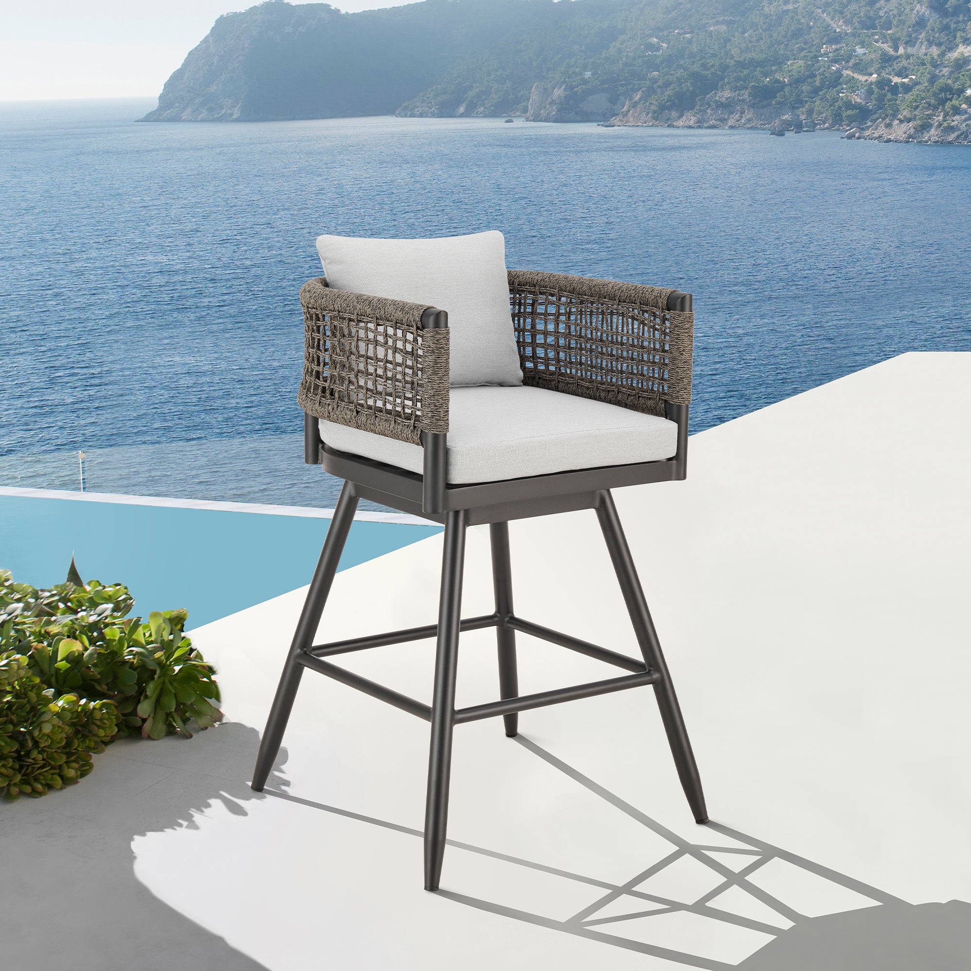 Alegria Swivel Outdoor Bar Stool Armen Living