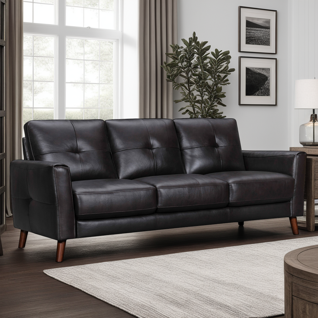 Almafi 82 in. Leather Sofa