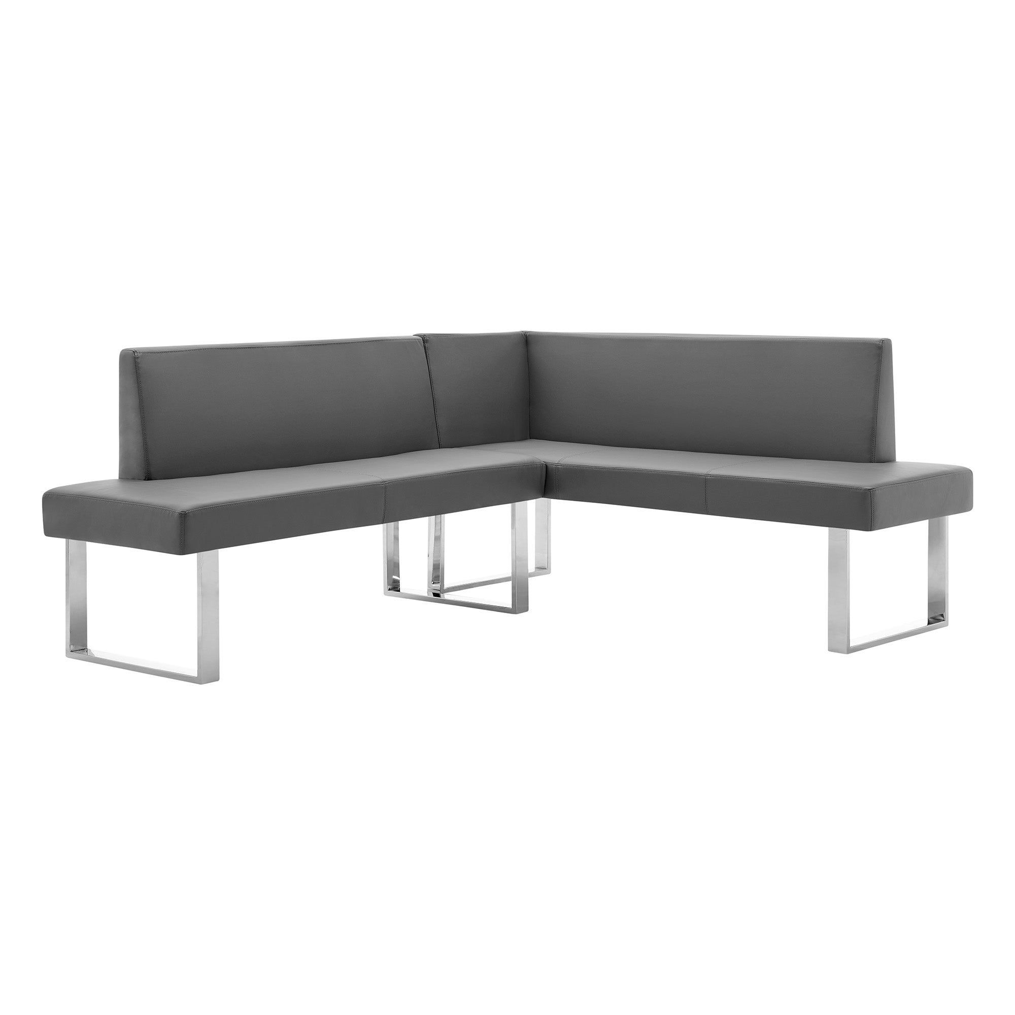 Amanda Contemporary Nook Corner Dining Bench in Black Faux Leather