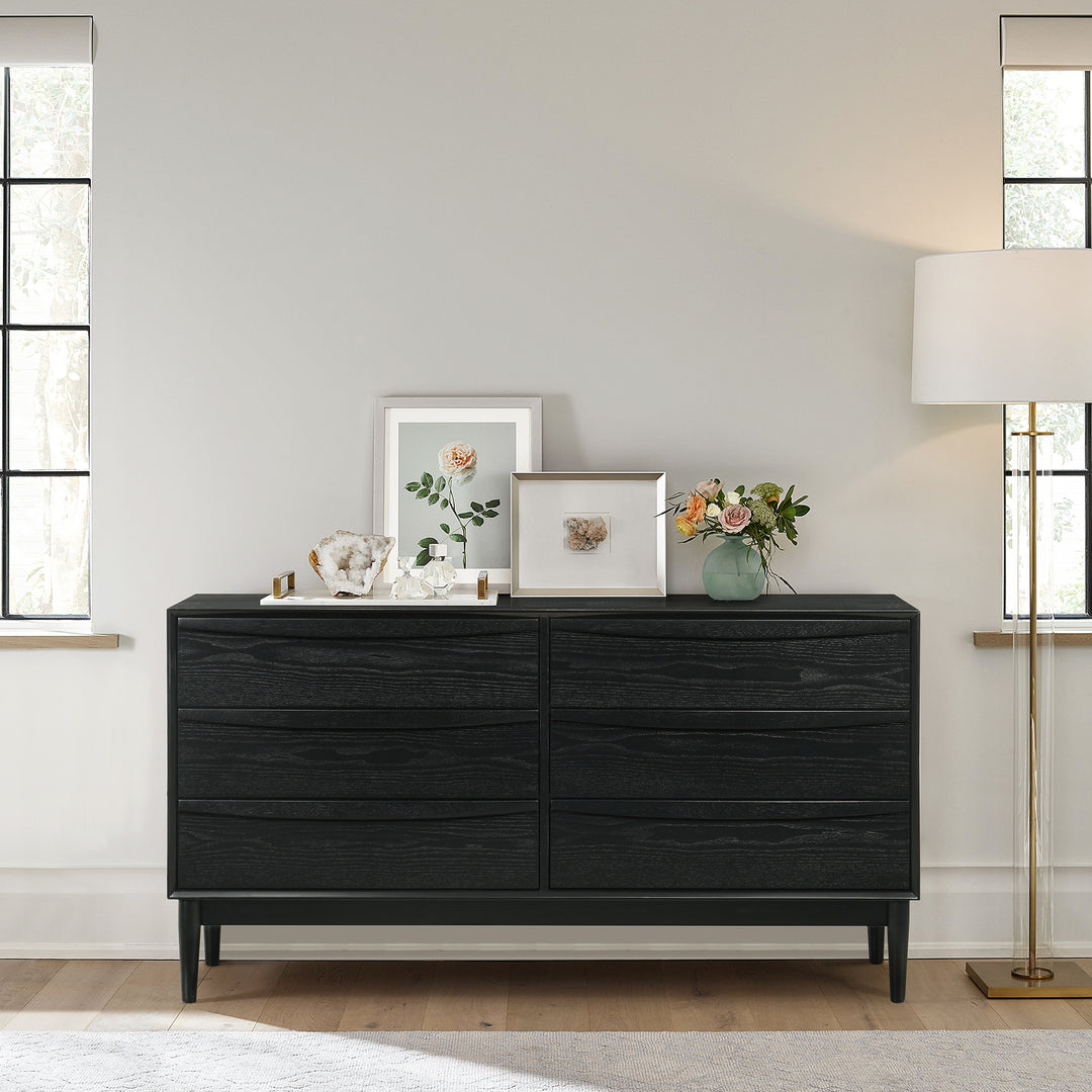wood dresser black Artemio 6 Drawer Wood Dresser in Walnut Finish – Armen Living