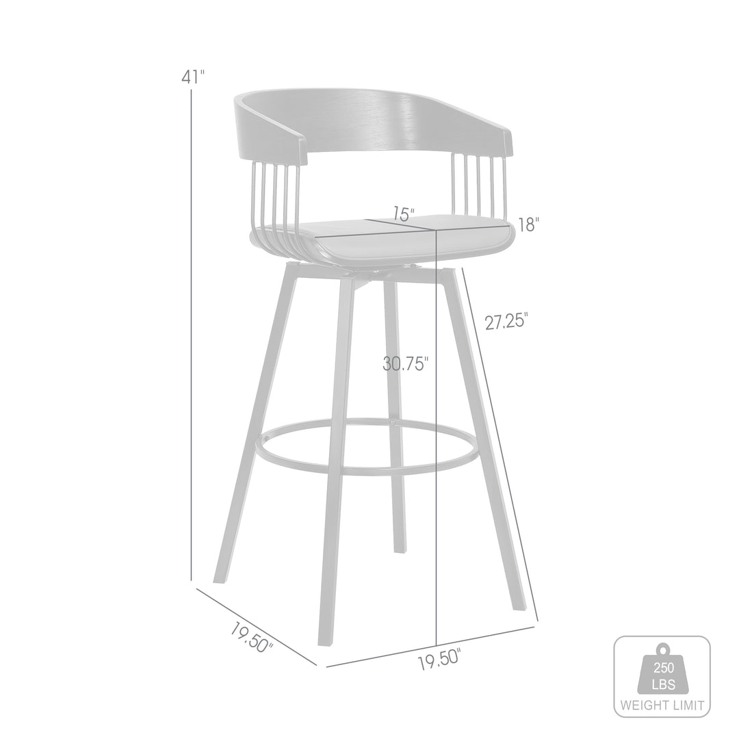Armen Living Athena Upholstered Swivel Barstool
