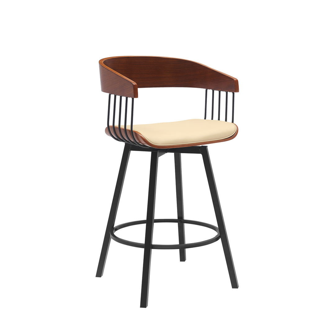 Armen Living Athena Upholstered Swivel Barstool