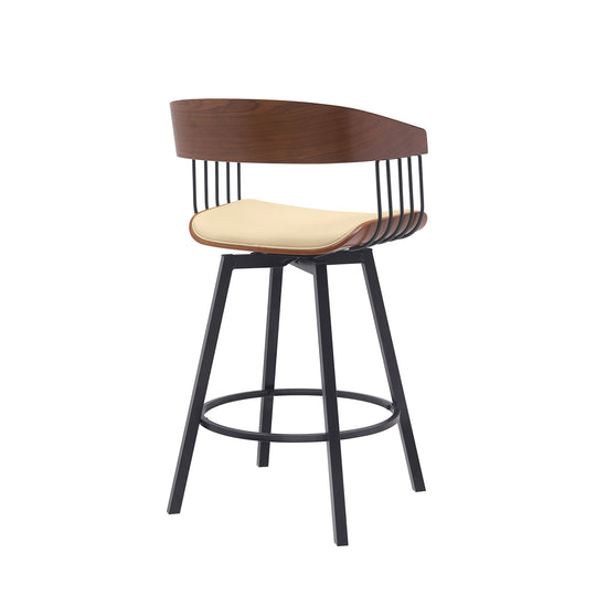 Armen Living Athena Upholstered Swivel Barstool