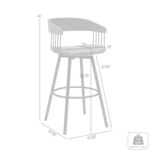 Armen Living Athena Upholstered Swivel Barstool