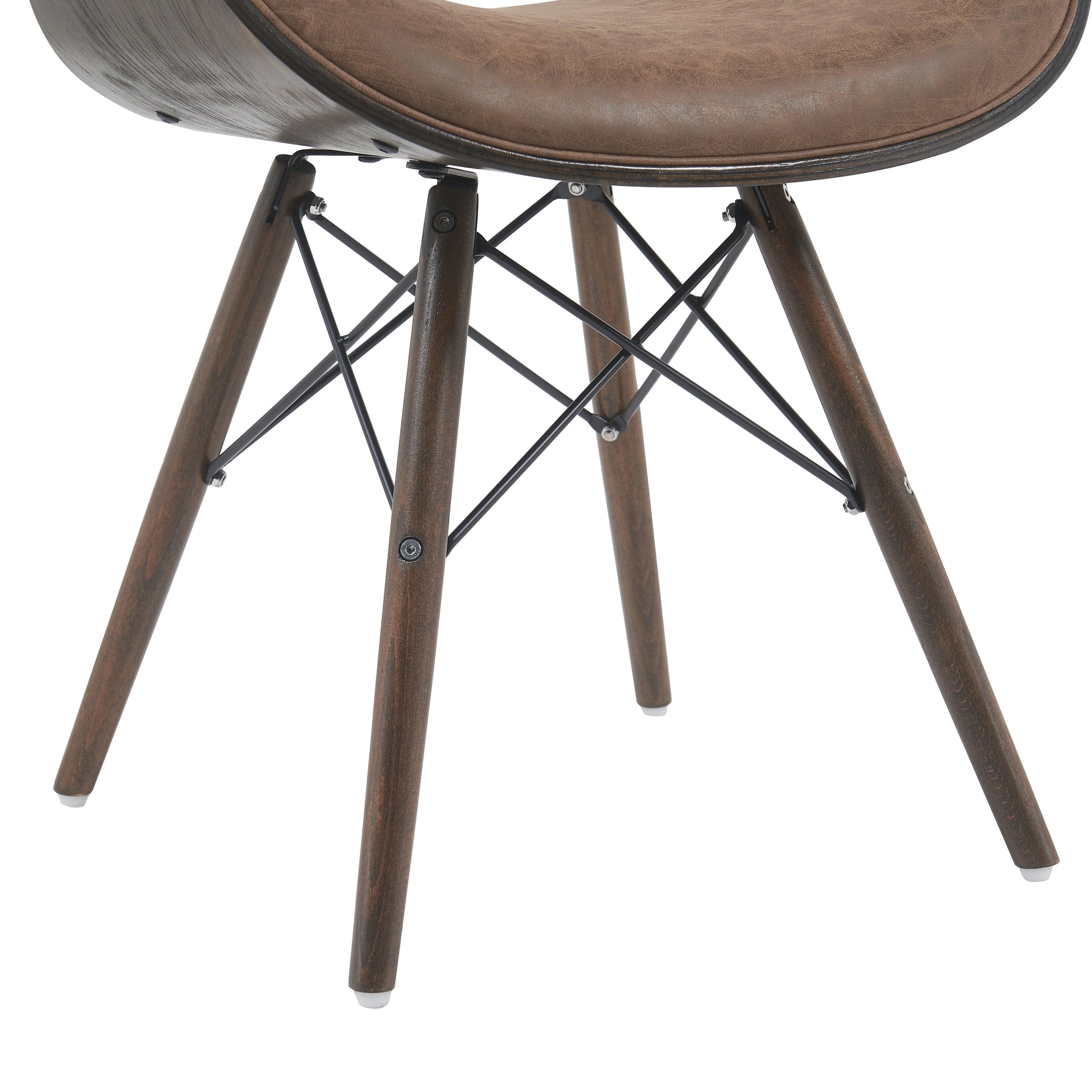 Cassie Mid-Century Dining Chair in Walnut Wood and Black Faux