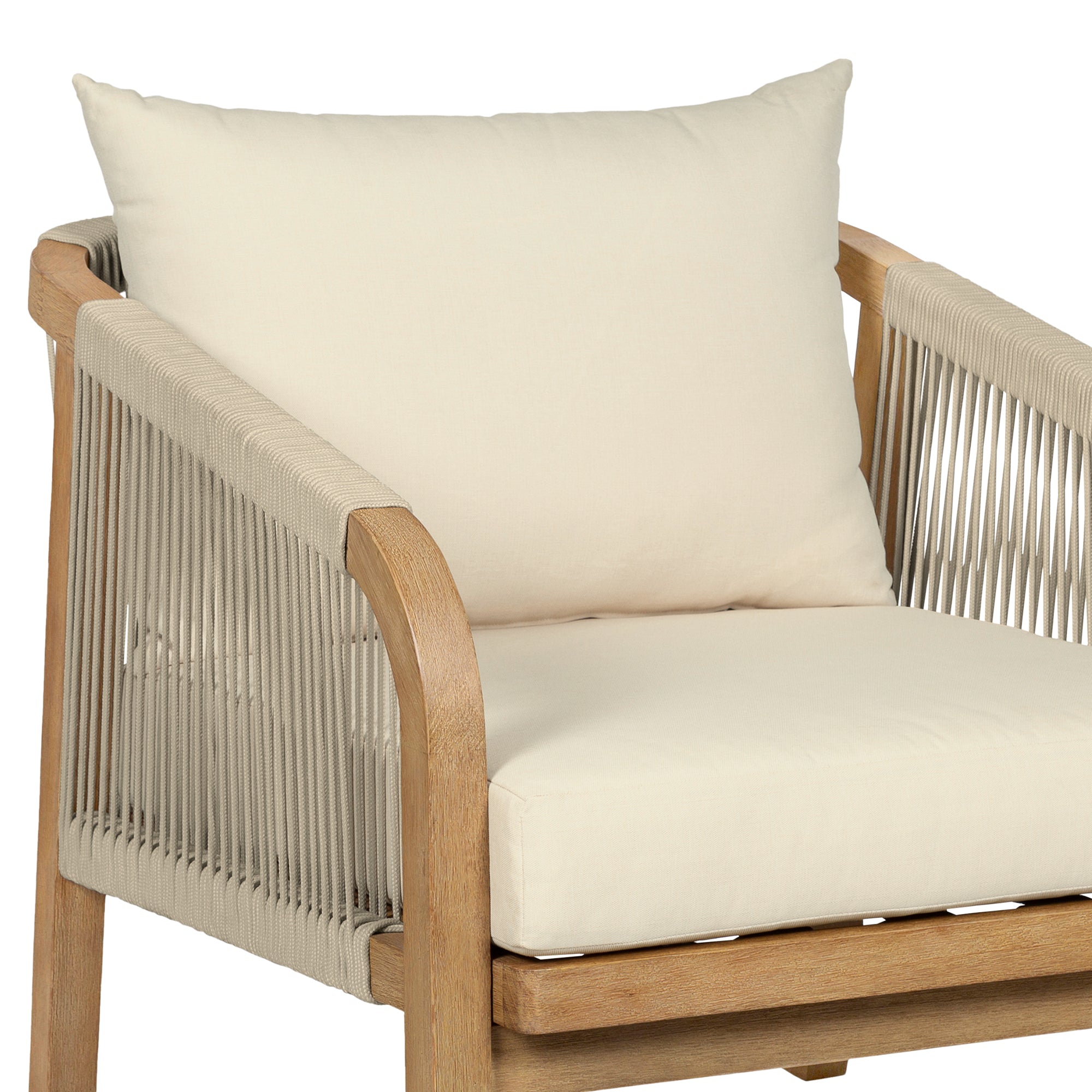 Cypress Outdoor Patio Chair in Blonde Eucalyptus Wood and Light