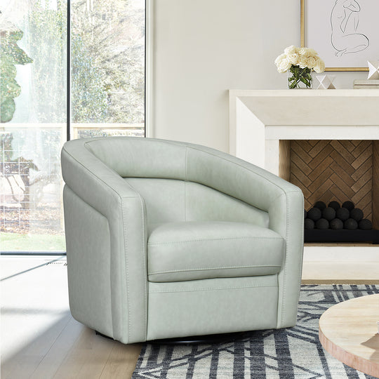 Desi Leather Swivel Accent Chair