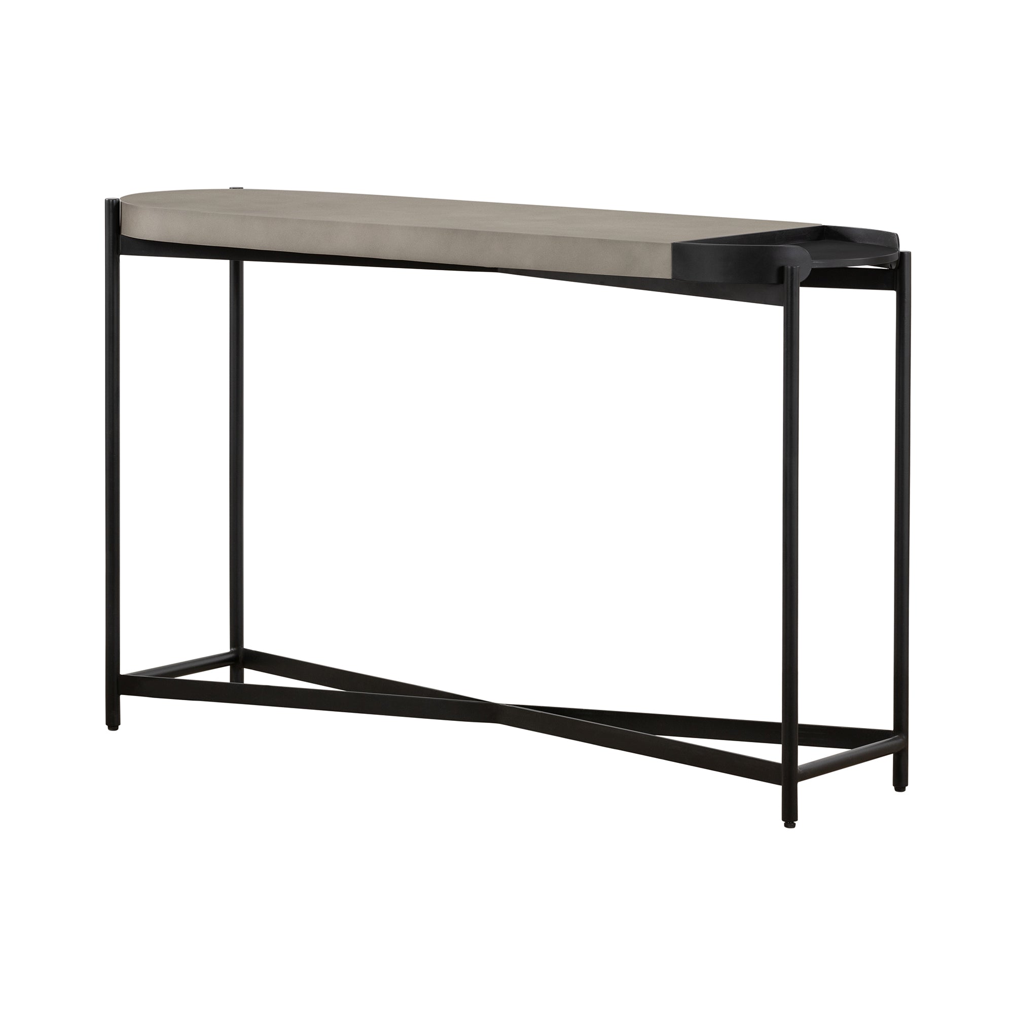 Armen Living Dua Concrete and Black Metal Console Table - Thumbnail 3