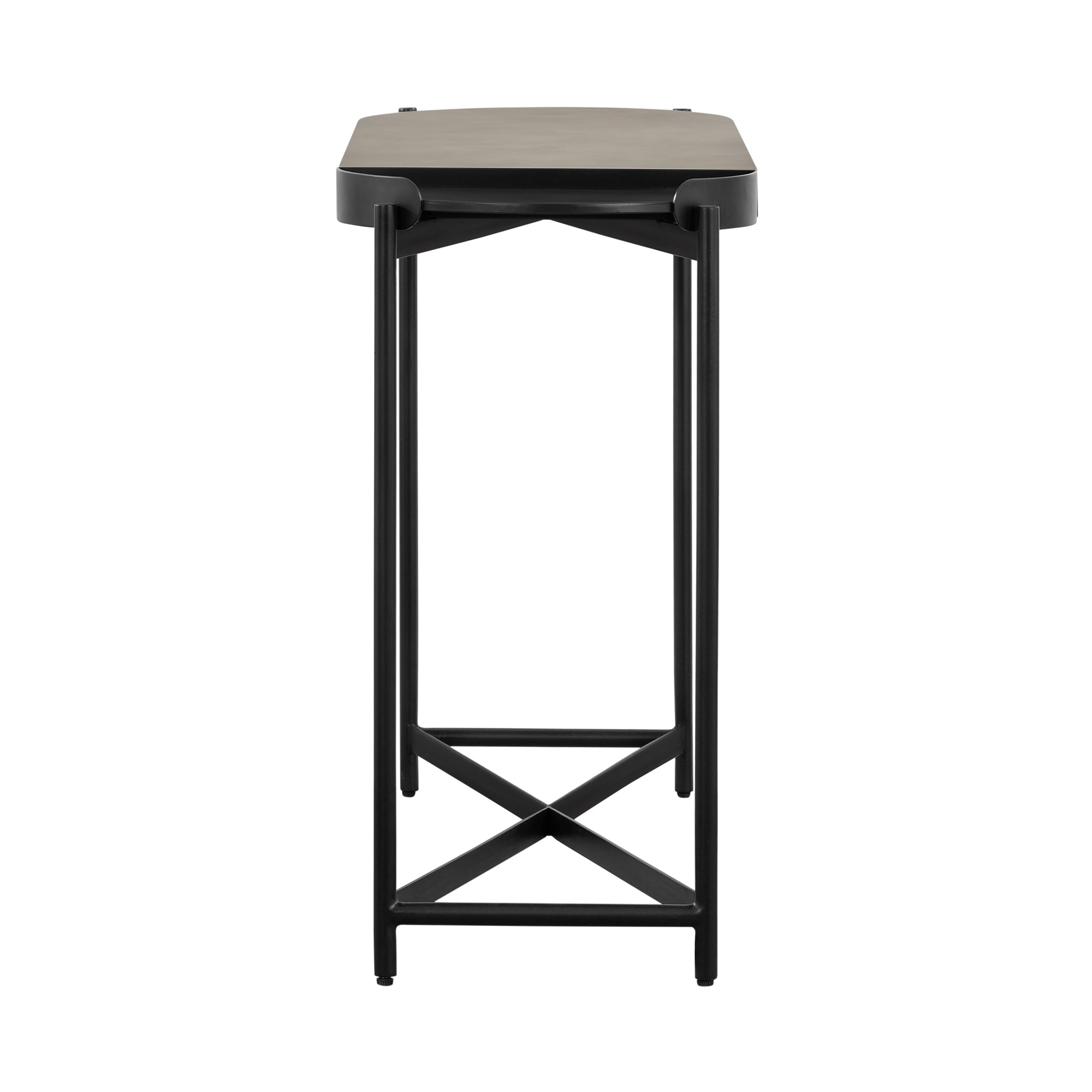 Armen Living Dua Concrete and Black Metal Console Table - Thumbnail 2