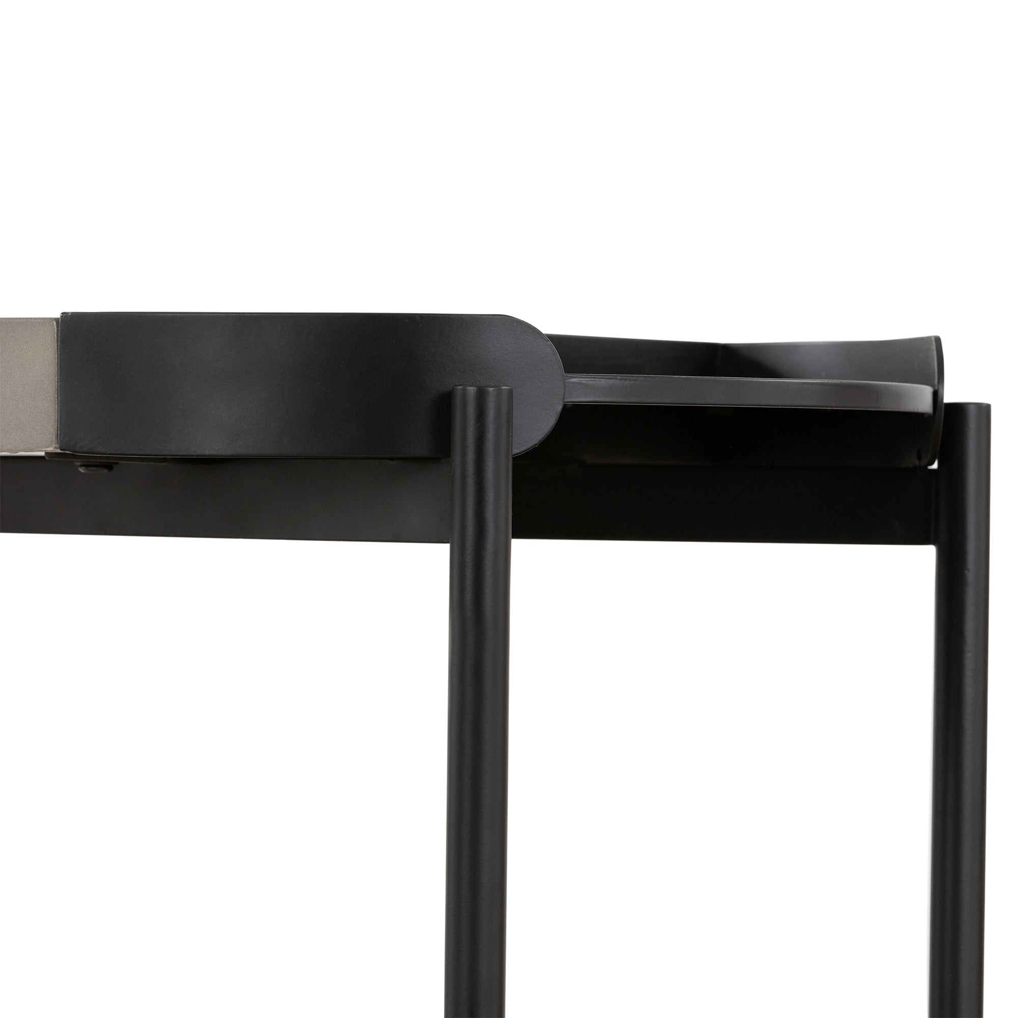 Armen Living Dua Concrete and Black Metal Console Table