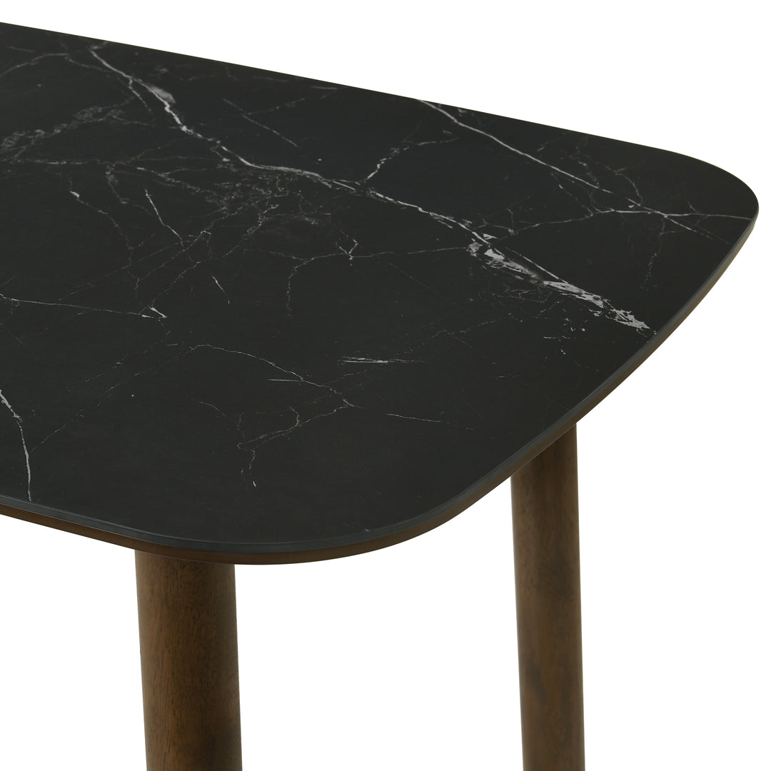 Emorie Mid-Century Modern 71 in. Rectangle Wood Dining Table in Walnut Finish with Sintered Stone Top 