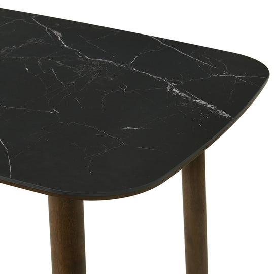 Emorie Mid-Century Modern 71 in. Rectangle Wood Dining Table in Walnut Finish with Sintered Stone Top 