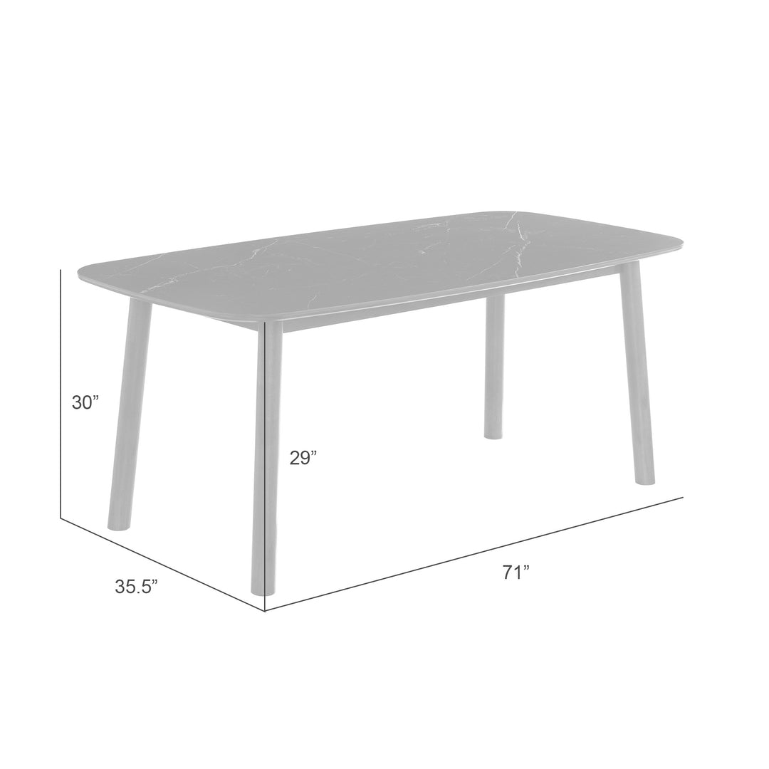 Emorie Mid-Century Modern 71 in. Rectangle Wood Dining Table in Walnut Finish with Sintered Stone Top 