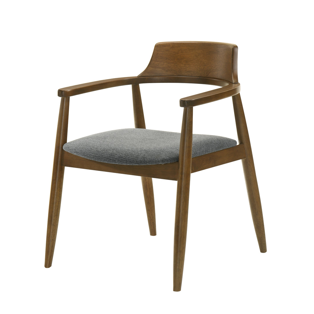 Emorie Mid-Century Modern Charcoal Upholstered Solid Wood Dining Chair in Walnut Finish 