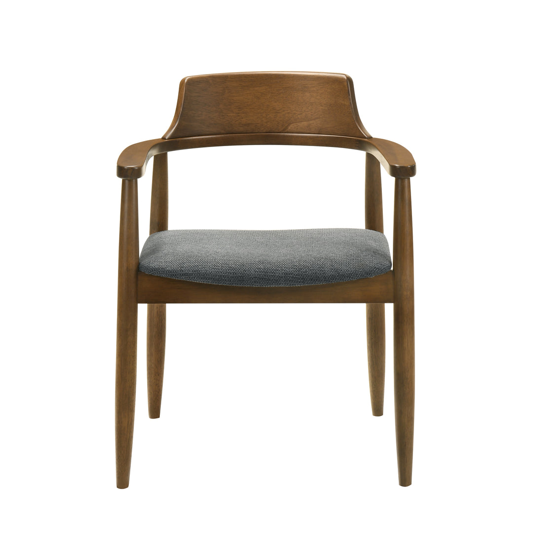 Emorie Mid-Century Modern Charcoal Upholstered Solid Wood Dining Chair in Walnut Finish 