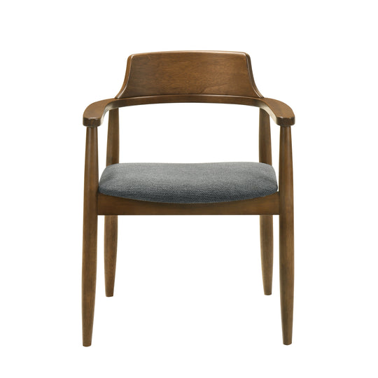 Emorie Mid-Century Modern Charcoal Upholstered Solid Wood Dining Chair in Walnut Finish 