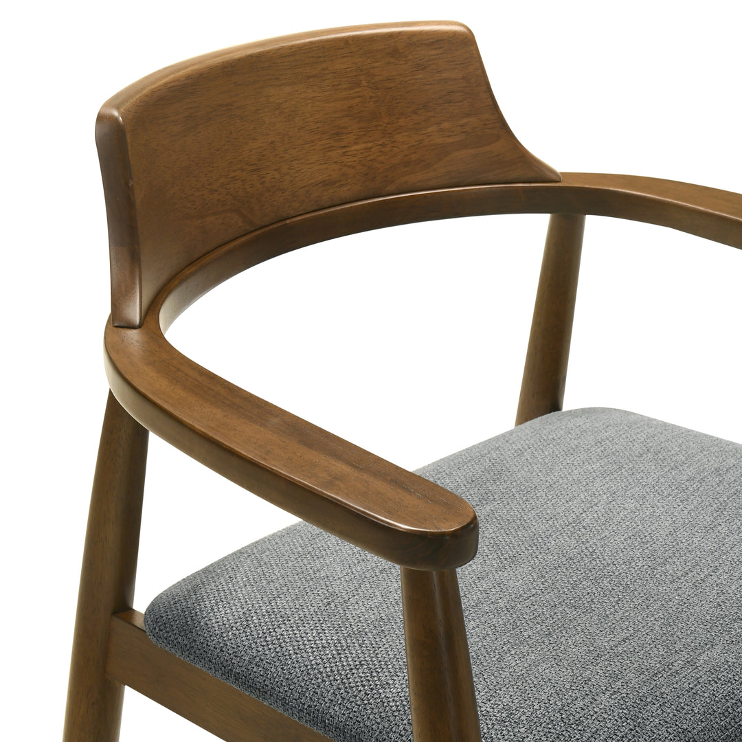 Emorie Mid-Century Modern Charcoal Upholstered Solid Wood Dining Chair in Walnut Finish 