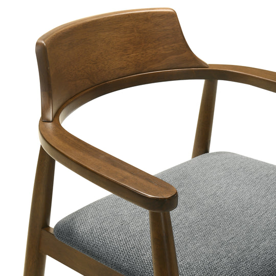 Emorie Mid-Century Modern Charcoal Upholstered Solid Wood Dining Chair in Walnut Finish 