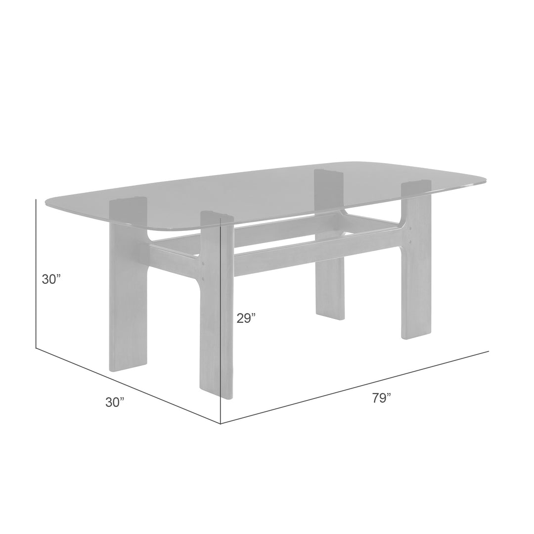 Ileena Mid-Century Modern 79 in. Rectangle Wood Dining Table in Walnut finish with Tempered Glass Top