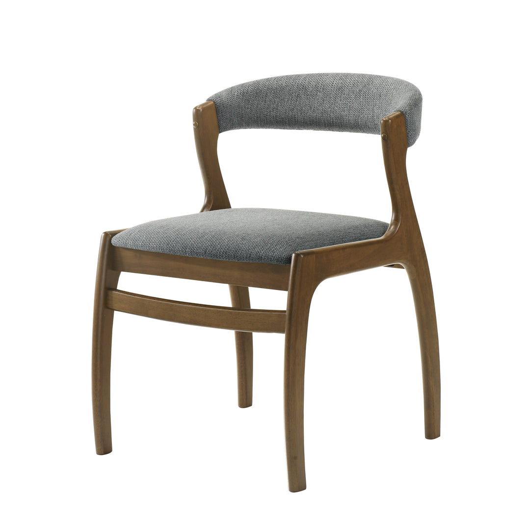Ileena Mid-Century Modern Charcoal Upholstered Armless Solid Wood Dining Chair in Walnut Finish - Set of 2