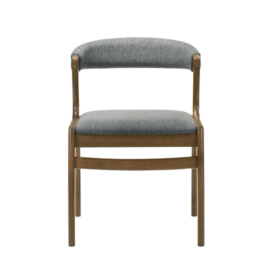 Ileena Mid-Century Modern Charcoal Upholstered Armless Solid Wood Dining Chair in Walnut Finish - Set of 2