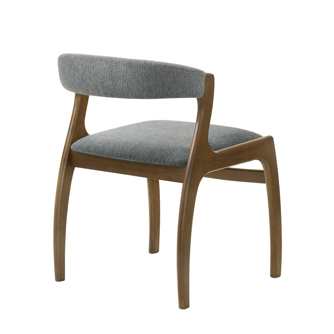 Ileena Mid-Century Modern Charcoal Upholstered Armless Solid Wood Dining Chair in Walnut Finish - Set of 2