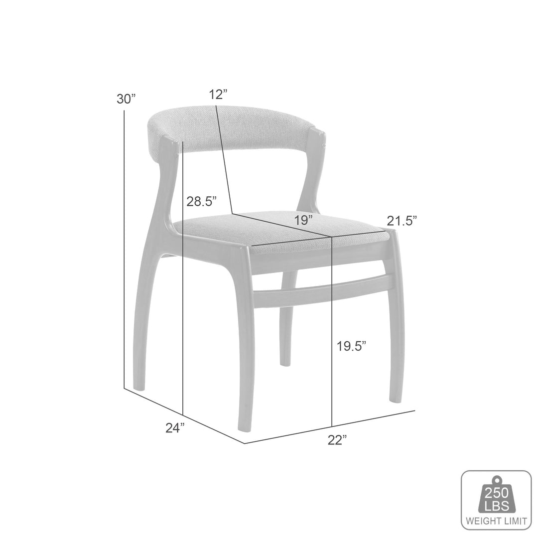 Ileena Mid-Century Modern Charcoal Upholstered Armless Solid Wood Dining Chair in Walnut Finish - Set of 2