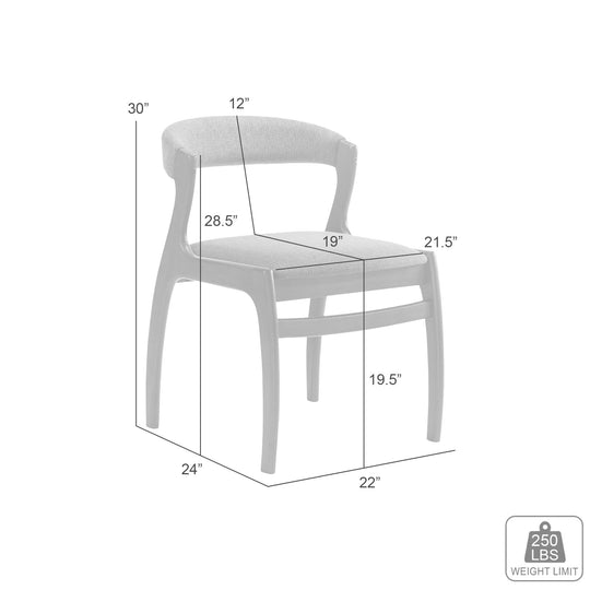 Ileena Mid-Century Modern Charcoal Upholstered Armless Solid Wood Dining Chair in Walnut Finish - Set of 2