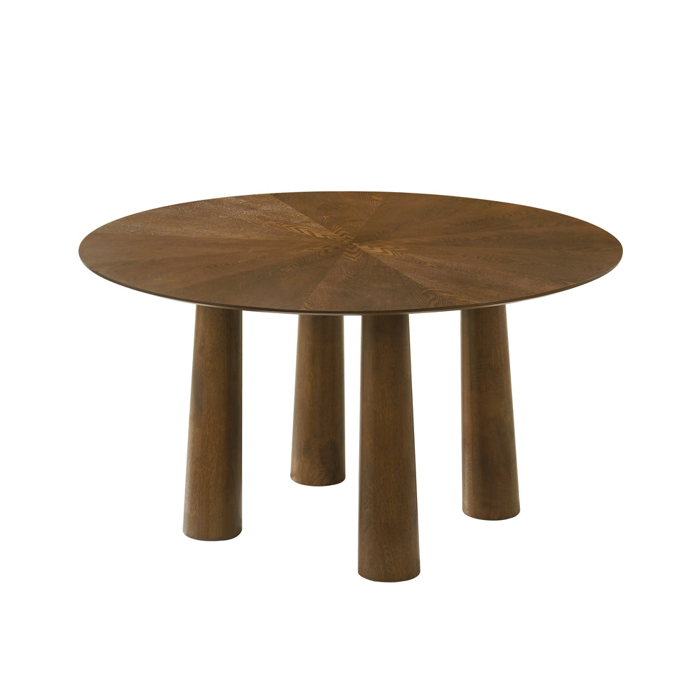 Klarissa Mid-Century Modern 54 in. Round Dining Table in Walnut Finish 