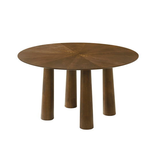 Klarissa Mid-Century Modern 54 in. Round Dining Table in Walnut Finish 