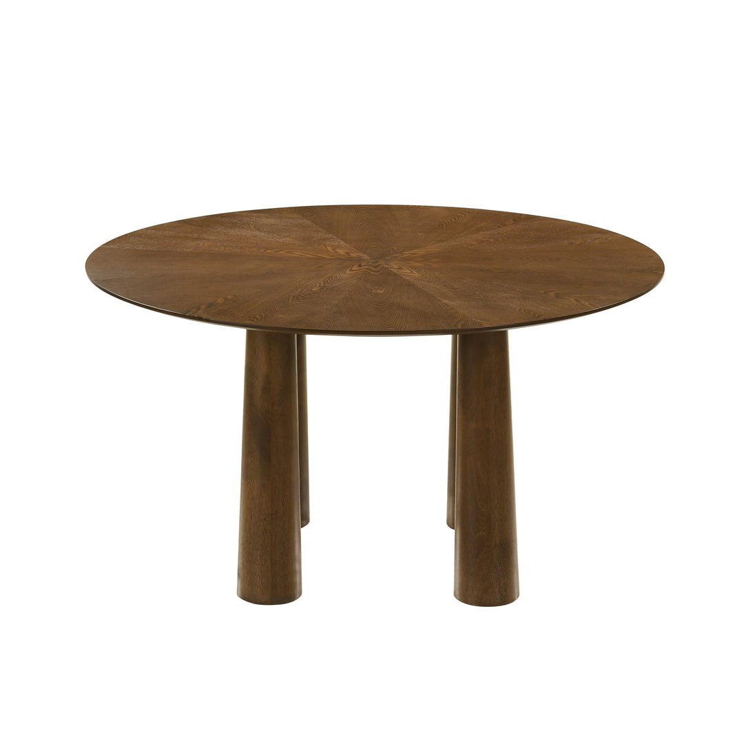Klarissa Mid-Century Modern 54 in. Round Dining Table in Walnut Finish 