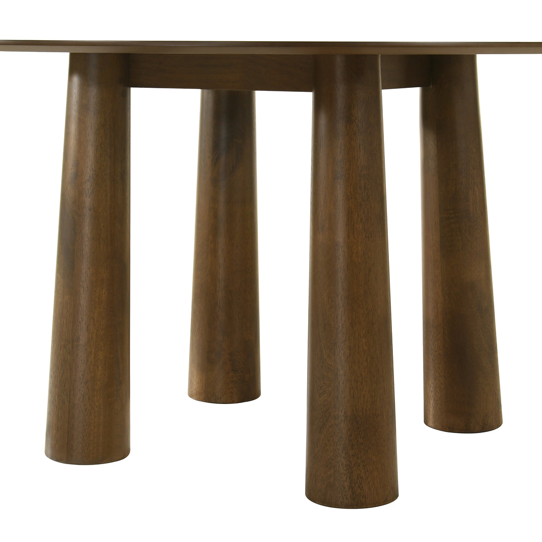 Klarissa Mid-Century Modern 54 in. Round Dining Table in Walnut Finish 