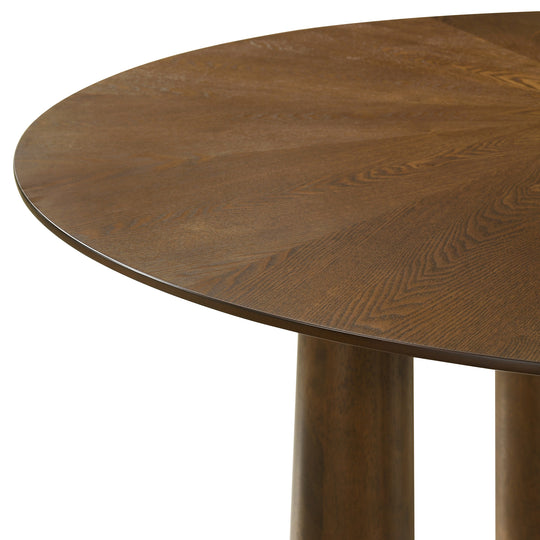 Klarissa Mid-Century Modern 54 in. Round Dining Table in Walnut Finish 