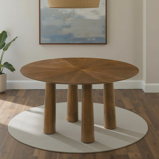 Klarissa Mid-Century Modern 54 in. Round Dining Table in Walnut Finish 