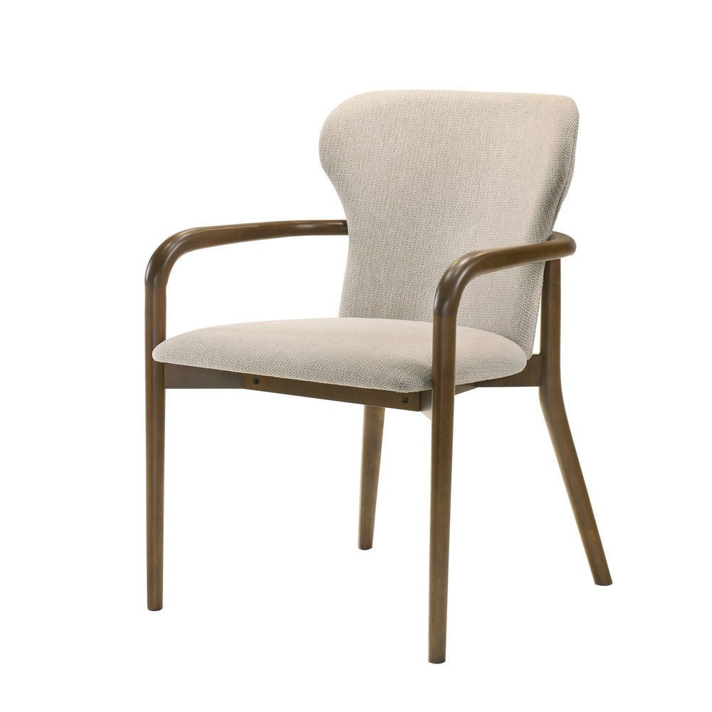Klarissa Mid-Century Modern Cream Upholstered Walnut Finished Solid Wood Dining Chair