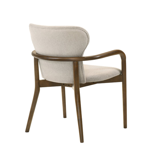 Klarissa Mid-Century Modern Cream Upholstered Walnut Finished Solid Wood Dining Chair