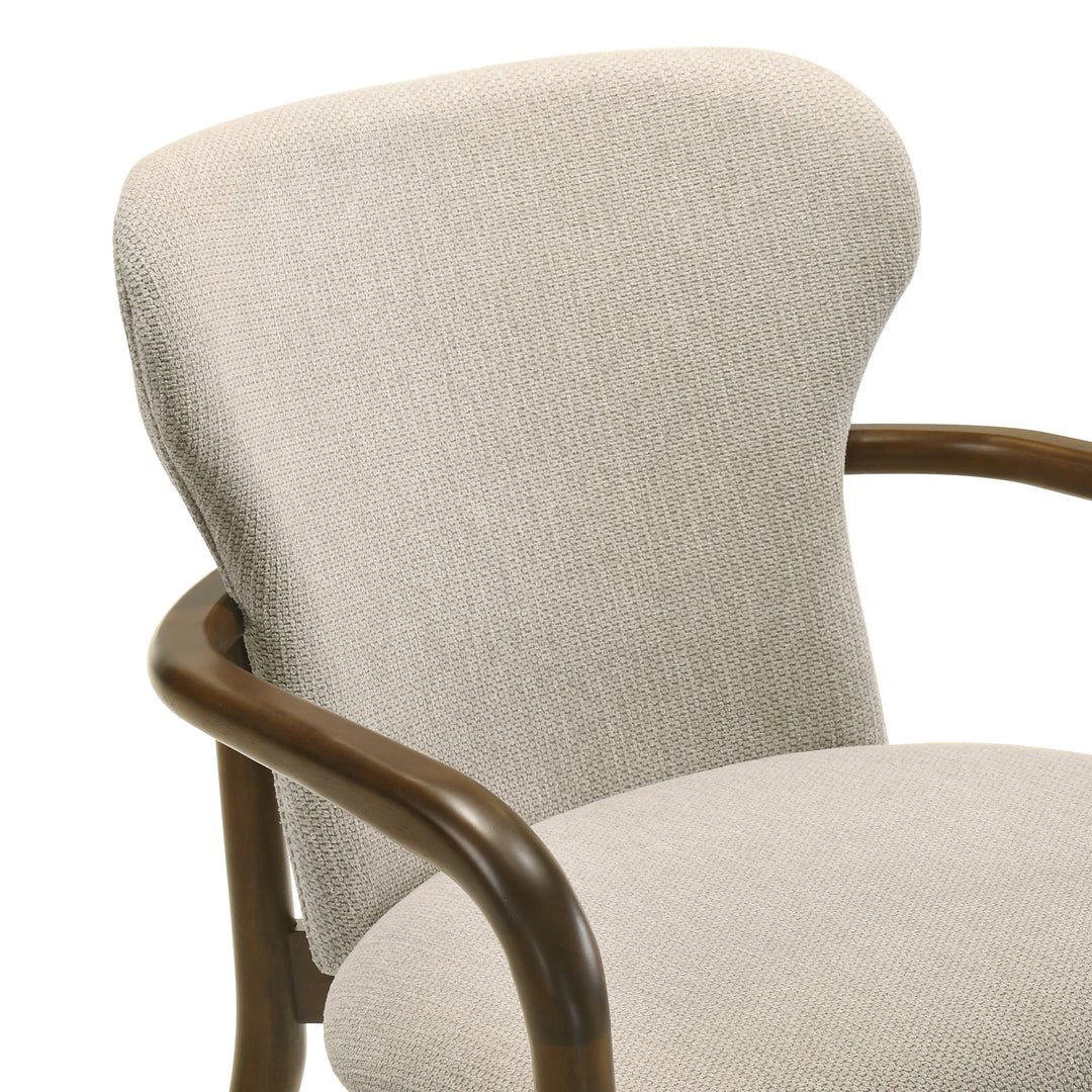Klarissa Mid-Century Modern Cream Upholstered Walnut Finished Solid Wood Dining Chair