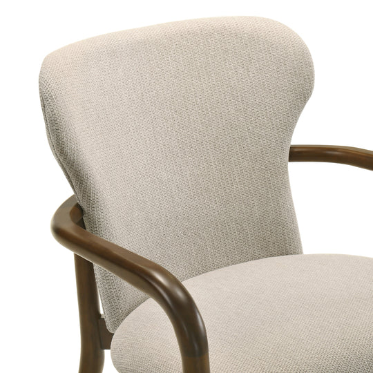 Klarissa Mid-Century Modern Cream Upholstered Walnut Finished Solid Wood Dining Chair