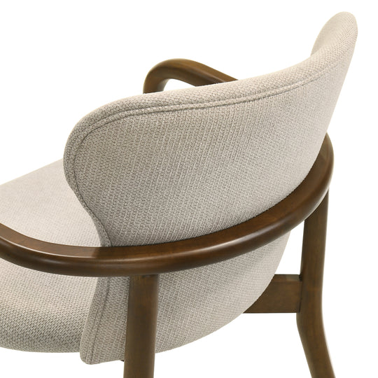 Klarissa Mid-Century Modern Cream Upholstered Walnut Finished Solid Wood Dining Chair