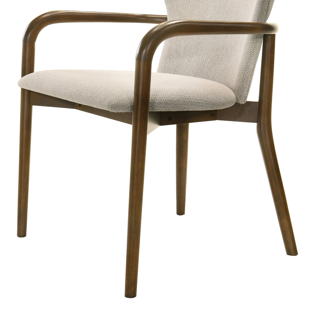 Klarissa Mid-Century Modern Cream Upholstered Walnut Finished Solid Wood Dining Chair