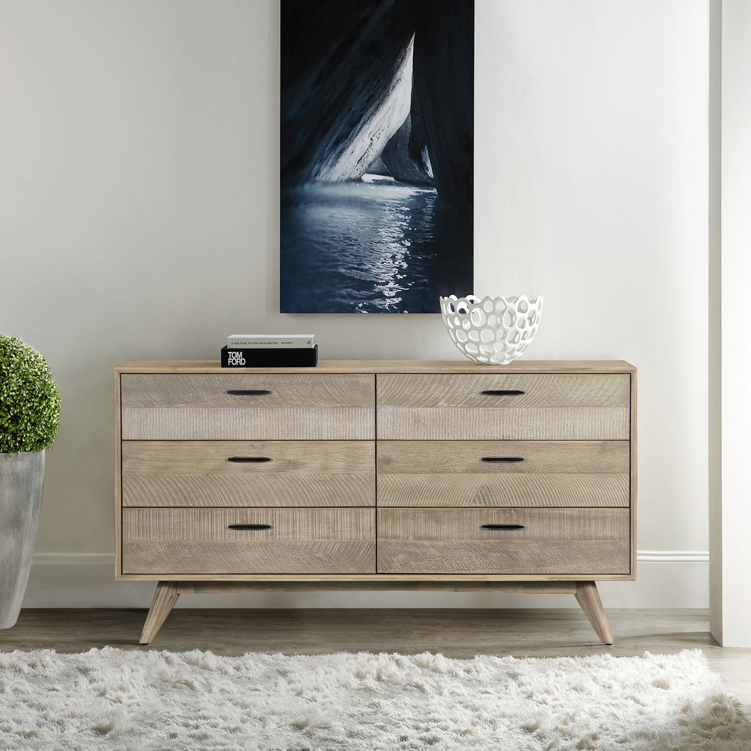 Baly Acacia Mid-Century Gray 6 Drawer Dresser Armen Living Baly Acacia Mid-Century Gray 6 Drawer Dresser Armen Living