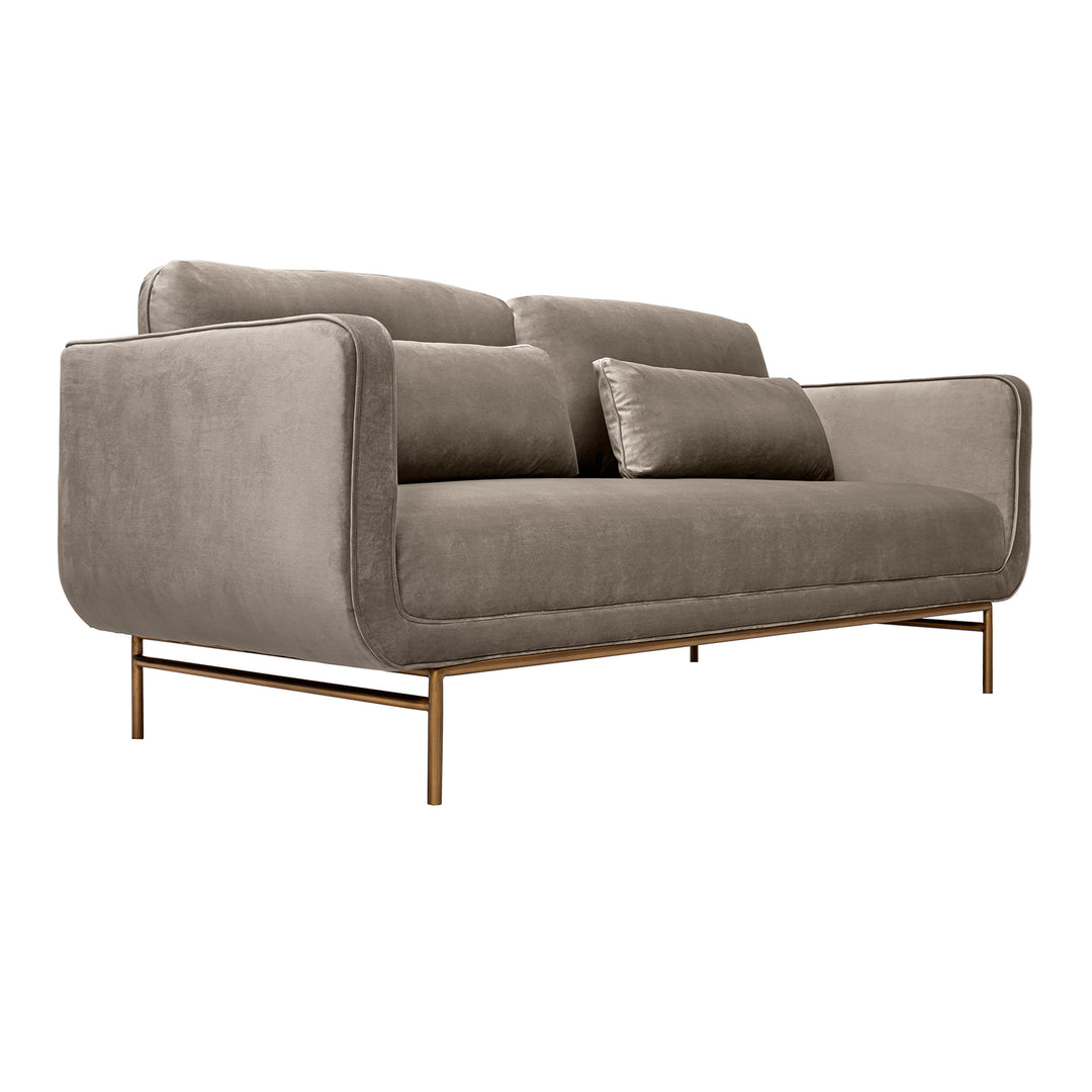 Lilou 77" Fabric Sofa with Antique Brass Metal Legs