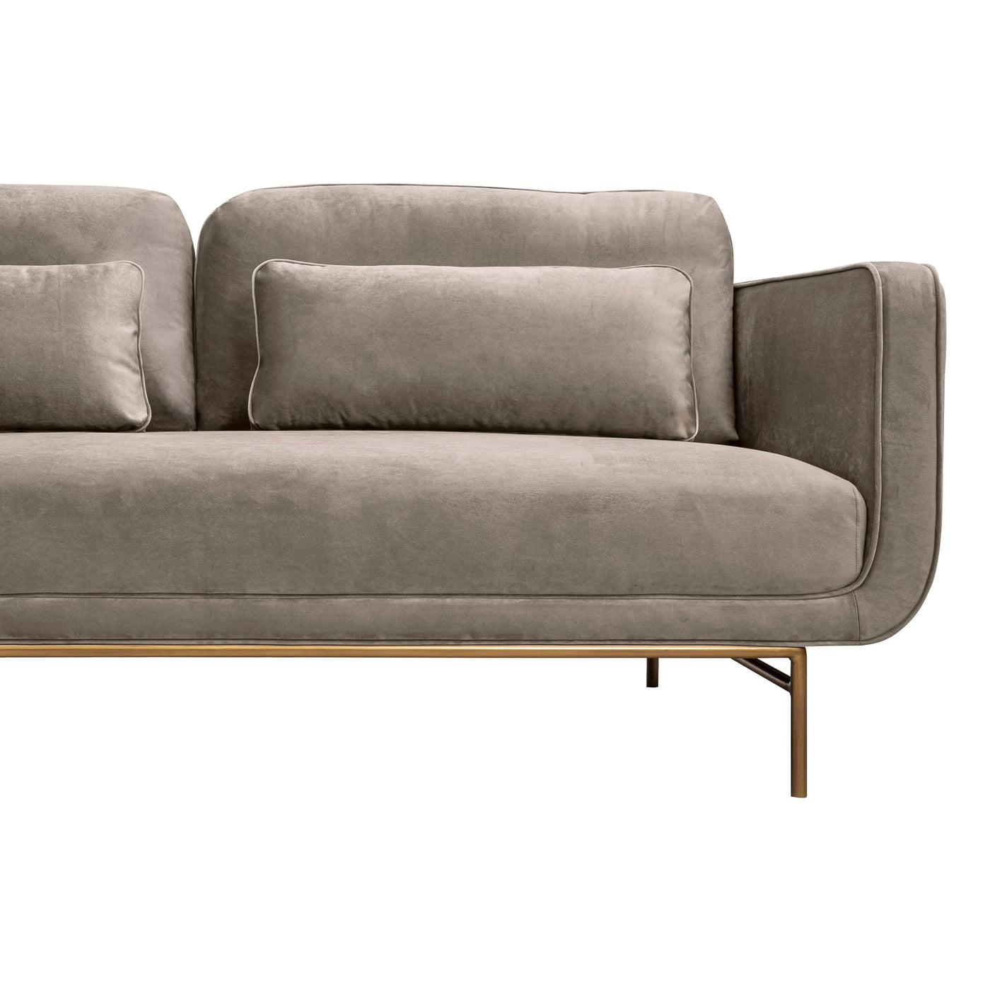 Lilou 77" Fabric Sofa with Antique Brass Metal Legs