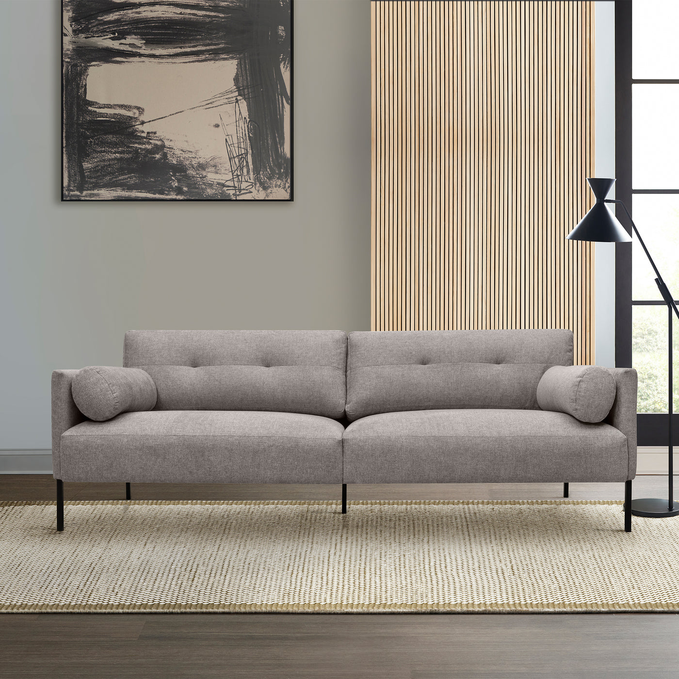 Michalina 84" Fabric Sofa with Black Metal Legs