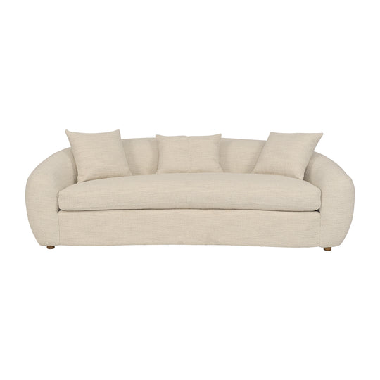 Molly 96.5 in. Upholstered Curved Sofa in Pearl